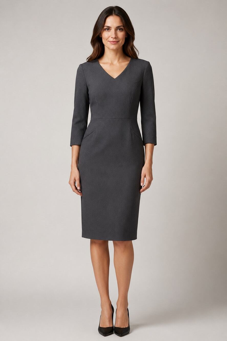 Lafayette 148 Alexia Sheath Dress – Smoke Gray Wool Blend – Size 6 – NWT